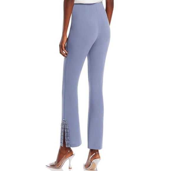 NWT CINQ Á SEPT Slate Blue Beaded Embellished Split Seam Kayden Pant Size 0 - Picture 2 of 12
